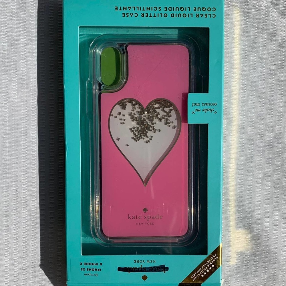 Kate Spade iPhone XS/X Pink Heart Glitter Case NIB